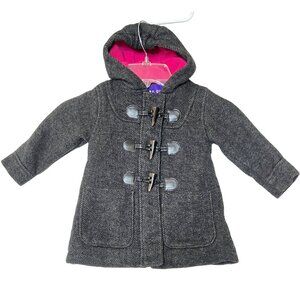 Madden Girl Toddler Girls Gray Toggle Snap Zip Coat Hood 2T Wool Blend